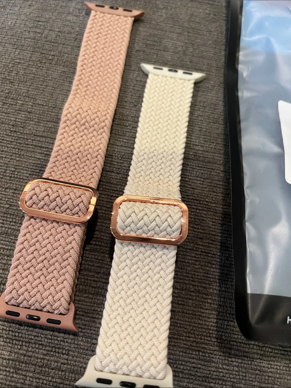 Woven Nylon Replacement Watch Bands - Rose Pink & Cream